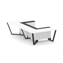 Стол для переговоров П-образный Steel Meet KM-PR.B.SP-07P / Тиквуд Светлый – Графит Глянец – Металл Черный / 1600×3200×750
