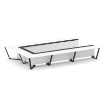 Стол для переговоров П-образный Steel Meet KM-PR.B.SP-15P / Тиквуд Светлый – Графит Глянец – Металл Черный / 4800×3200×750