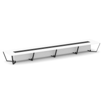 Стол для переговоров прямоугольный Steel Meet KM-PR.B.SP-24 / Тиквуд Светлый – Графит Глянец – Металл Черный / 8000×1600×750