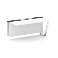 Сектор переговорного стола проходной Steel Meet MM-PR.B.SPPO-16 / Тиквуд Светлый – Графит Глянец – Нержавеющая Сталь – Хром / 1600×800×750