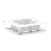 Стол для переговоров квадратный Steel Meet MD-PR.B.SP-16K / Тиквуд Светлый – Нержавеющая Сталь – Хром / 3200×3200×750