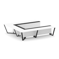 Стол для переговоров П-образный Steel Meet KM-PR.B.SP-11P / Тиквуд Светлый – Графит Глянец – Металл Черный / 3200×3200×750