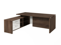 Стол для руководителя с опорной тумбой левый Festus FI-119L.GG / Фурнитура INOX / Древесина графит / Мрамор леванто белый Стол для руководителя с опорной тумбой левый Festus FI-119L.GG / Фурнитура INOX / Древесина графит / Мрамор леванто белый