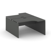 Стол-бенч эргономичный двухместный Style Project SN-D.DRPA-002 / Акация Лорка – Белый – Черная заглушка / 1580×600 – 1992×750