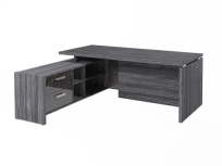 Стол для руководителя с опорной тумбой левый Festus FI-119L.GG / Фурнитура INOX / Древесина графит / Мрамор леванто белый Стол для руководителя с опорной тумбой левый Festus FI-119L.GG / Фурнитура INOX / Древесина графит / Мрамор леванто белый