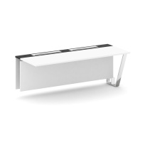 Сектор переговорного стола проходной Steel Meet MM-PR.B.SPPO-20 / Тиквуд Светлый – Графит Глянец – Нержавеющая Сталь – Хром / 2000×800×750