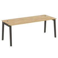 Onix Wood Direct Стол руководителя OW.SRR-6.8 Белый бриллиант/Дуб светлый/Белый металл 1980*800*750