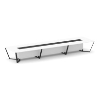 Стол для переговоров прямоугольный Steel Meet KM-PR.B.SP-18 / Тиквуд Светлый – Графит Глянец – Металл Черный / 6000×1600×750