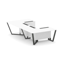 Стол для переговоров П-образный Steel Meet KD-PR.B.SP-07P / Тиквуд Светлый – Металл Антрацит / 1600×3200×750